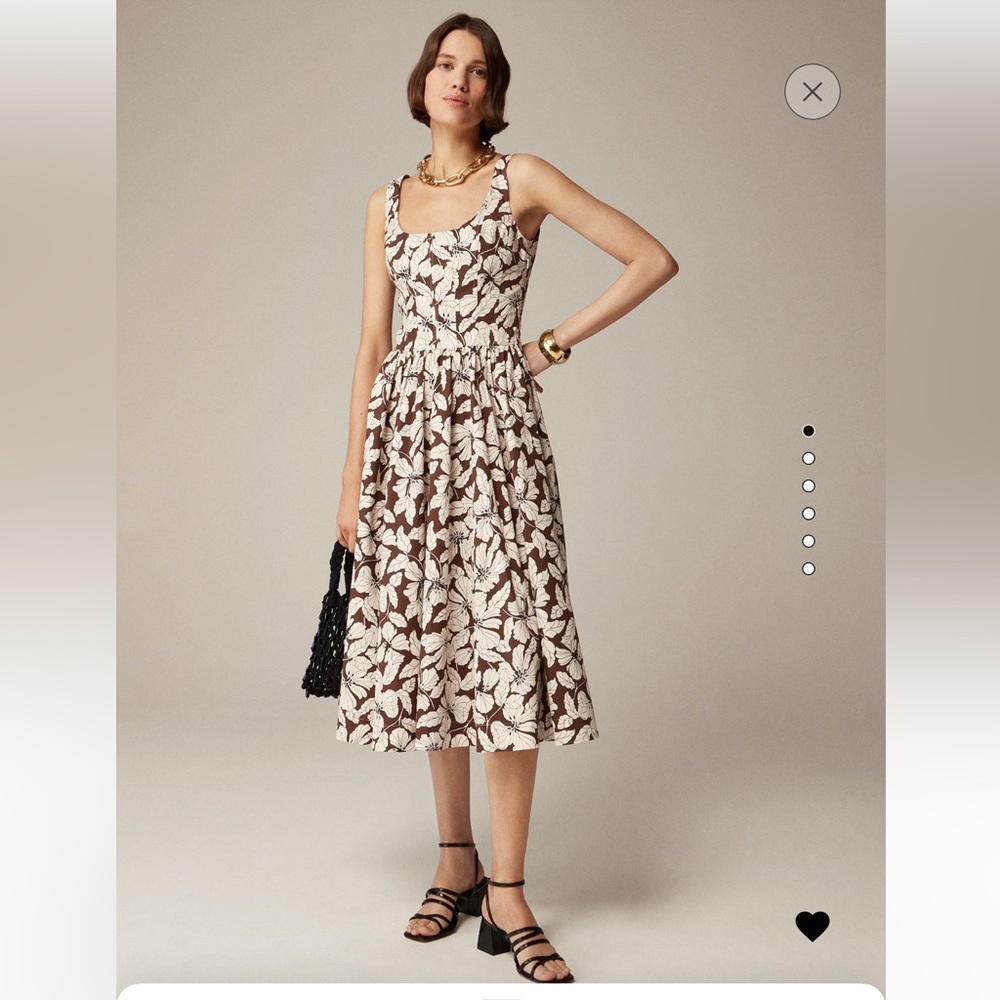 Jcrew fit and flare midi dress in chocolate floral